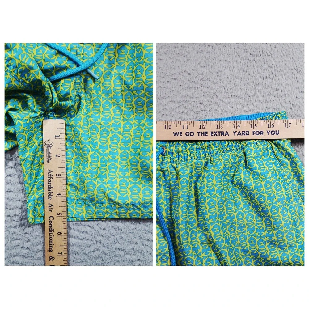 Speedo Men's Teal/Neon Yellow Geo Lined Swim Trunks Size‎ XL